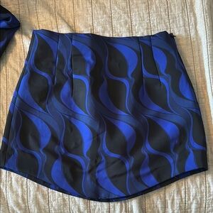 Zara Blue and Black Bubble Mini Skirt Cocktail